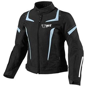 Jet Motorfiets Motorjas Vrouwen Dames Zomer Winter Gepantserd Textiel Waterdicht ELEKTRA (M (10/12), Zwart/Hemelsblauw)
