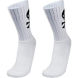 1 paar Sport antislip Siliconen Naadloze Aero Fietssokken Ademend Patroon Racefiets Racing Sokken (Color : A White)