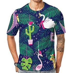 Liefde grappige kerstversiering heren korte mouw grafisch T-shirt ronde hals print casual tee tops 3XL