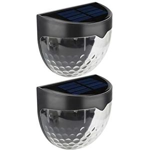 2 STUKS Solar Light Outdoor Tuin Decor Muur Veranda Hek Licht IP65 Waterdichte Deklamp Oprit Landschap Lamp Straat Licht (Color : Black-warm, Size : 1)