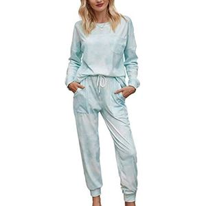 Ladieshow Vrouwen Pyjama Satijn Dames Pj Set Lange Mouw Nachtkleding Tweedelige Set, Groen, M