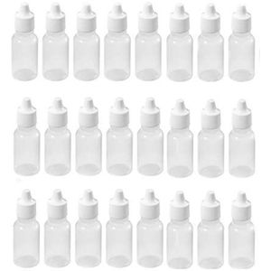 24 Stuks 30Ml 1Oz Lege Plastic Knijpbare Oogdruppel Flessen Draadbare Oogvloeistof Druppel Container Met Schroefdoppen en Stekkers Voor Essentiele Olie Monster Vloeistof Reagens