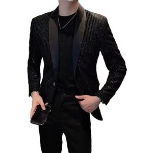 Dvbfufv Mannen Lente Herfst Koreaanse Mode Slanke Blazers Jas Mannelijke Casual All-Match Business Oversized Pak Jas Tops, Zwart, M