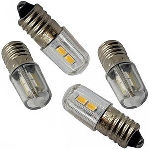 2x 4x E10 LED 3V 2,8-3,2V schroeffitting warm koud wit warm wit gloeilamp vervangende zaklamp (koud wit, 4 stuks)