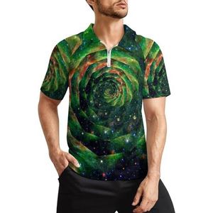 Trippy Green Rose heren golfpoloshirts klassieke pasvorm T-shirt met korte mouwen bedrukt casual sportkleding top XL