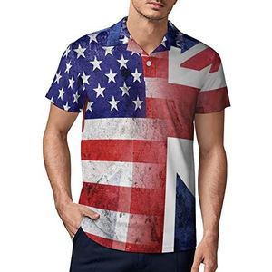 Vintage VS En UK Vlag Mannen Golf Polo-Shirt Zomer Korte Mouw T-Shirt Casual Sneldrogende Tees XL