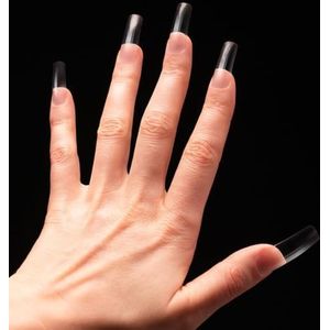 MANI KING Kunstnagels, volledige dekking, tips voor gelnagels, 240 stuks, 10 maten, transparant, kunstnagels, tips voor gelnagels, voorgepolijste nageltips
