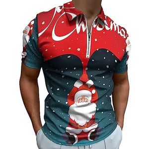 Merry Christmas poloshirt voor heren, casual T-shirts met ritssluiting en kraag, golftops, slim fit