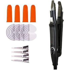 Haarverlenging Ijzer Keratine Bonding Tools Professionele Warmte Temperatuur Constante Fusion Connector Efficiënte Tijdbesparing(Black kit)