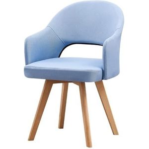 Fauteuil, fauteuil met klein accent, bureaustoel, midden eeuw gestoffeerde keukenstoelen, massief houten poten, fauteuils met fluwelen accent, holle rug for slaapkamer, eetkamer(Color:Blue)