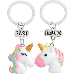Fako Bijoux® - Sleutelhanger Best Friends - Unicorn - Eenhoorn - 2 Stuks