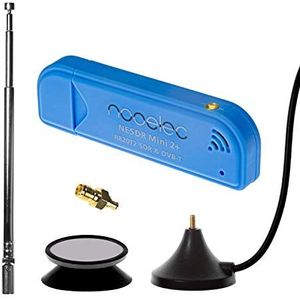 NESDR Mini 2+ 0,5 PPM TCXO RTL-SDR & ADS-B USB-ontvangerset met antenne, zuignap en vrouwelijke SMA-adapter. RTL2832U & R820T2 tuner. Goedkope software-gedefinieerde radio
