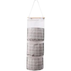 Wandkast, hangende opbergruimte, hoogwaardige linnen stof boven de deurorganizer, hangende opbergzakken met 3 zakken for de badkamer (Color : Grey)