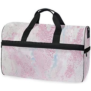 Marmer Inkt Roze Blauw Sport Zwemmen Gym Tas met Schoenen Compartiment Weekender Duffel Reistassen Handtas voor Vrouwen Meisjes Mannen