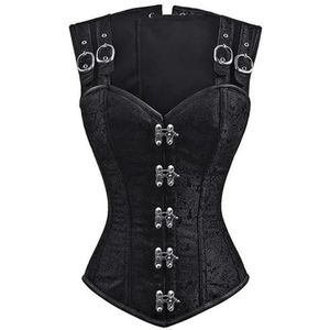 Steampunk Vrouwen Corset Gothic Body Bustier Burlesque Jurk Tummy Afslanken Top Shapers Staal Uitgebeend Zwart Sexy Plus Size SM-6XL