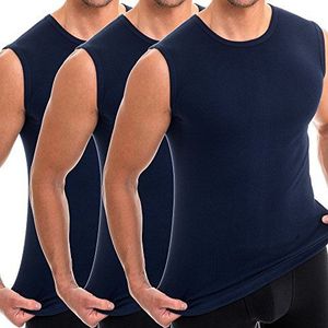 HERMKO 3040 Tanktop voor heren, verpakking van 3 stuks, met ronde hals, van 100% biologisch katoen, marineblauw, 4XL