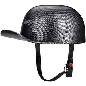 Motorhelm, Vintage stijl motorhelm for heren en dames, ECE-goedgekeurd, open scooterhelmen for volwassenen, zomer, maat F, XL = 61-62 cm(C,S=5556CM)