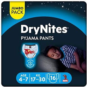 Huggies DryNites Pyjama broek voor jongens 4-7 jaar (17-30 kg), pak van 16 stuks