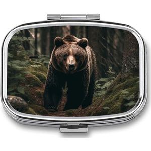 Beer in Tree Pill Box Pil Case Leuke Pil Organizer Pil Houder Geneeskunde Pil Organizer Pil Container Dagelijkse Pil Organizer Kleine Pillendoos Pil Case voor Portemonnee Pocket