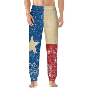 Retro Texas vlag heren pyjama broek zachte lounge bodems lichtgewicht slaap broek