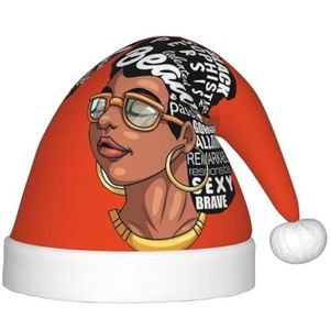 WURTON Melanin Afro Vrouw Print Unisex Kerst Hoed Kerstman Hoed Voor Kinderen,Kinderen Xmas Hoed Gift Voor Nieuwjaar Party