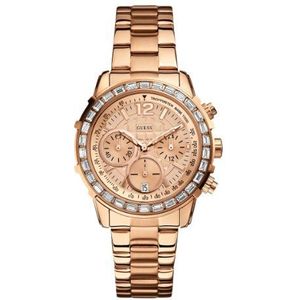 GUESS Women's U0016L5 Dazzling Hi-Energy Rose Gold-Tone Chronograph Sport Watch with Genuine Crystal Accents
