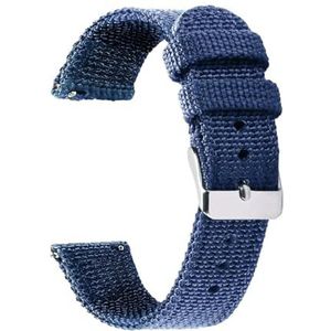 Ateldooly Nylon canvas horlogeband 18mm 20mm 22mm 24mm, geweven zachte riem, universele armband voor mannen en vrouwen, snelsluiting armband, 20mm-silver, Nylon