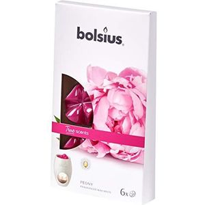 Bolsius, 6 geurkaarsen, kleurrijke geurwaspads, kleur: roze, geur: pioenroos, True Scents