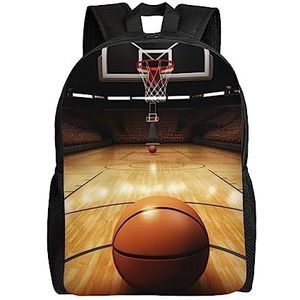 OUSIKA Basketbal Arena Rugzak Casual Reizen Dagrugzakken Lichtgewicht Laptop Tassen Camping Tas Voor Vrouwen Mannen, Zwart, One Size, Reizen Rugzakken