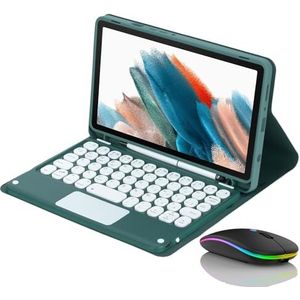 Toetsenbordhoes voor Samsung Galaxy Tab S10 FE Plus 13.1 inch 2025, Ingebouwde Potloodhouder, Magnetisch Afneembaar Draadloos Toetsenbord met Bluetooth Muis,Dark green