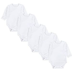 TupTam Baby Overslag Rompertje met Lange Mouwen Set van 5, Wit, 50