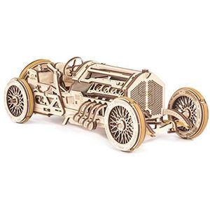 UGEARS 70044 U-9 Grand Prix racewagen modelbouwauto zelf bouwen, retro oldtimer auto met motormodelbouwset van hout,