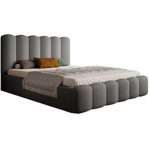 DomoHome Mona V Gestoffeerd bed, elegant bed met opbergruimte, modern hoofdeinde en hoogwaardig Wigo-gevoel voor je slaapkamer, 160 x 200 cm, kleur: grijs