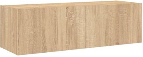 vidaXL Tv-wandmeubel met LED-verlichting 100x35x31 cm sonoma eiken, zwevend tv-meubel, media-wandmeubel, tv-meubel met deur, tv-wandmeubel
