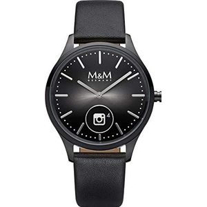 M&M Unisex Volwassenen analoog digitaal kwarts horloge met lederen armband M12000-485