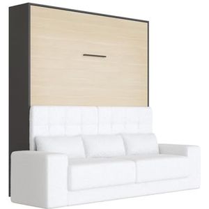 SMARTBett Kastbed M1 180x200 verticaal antraciet/Kaiserberg eiken incl.White sofa