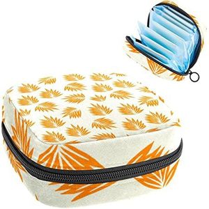 Maandverband Opbergtas,Draagbare maandverband Opbergzak,Oranje Surf Leaf, Meerkleurig, 4.7x6.6x6.6 in/12x17x17 cm