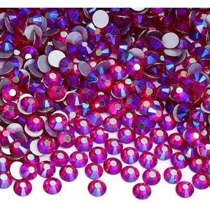 SS6-SS30 Rode Serie Non-Hotfix Strass Glitter Glas Flatback Kristal Strass Nail Art Edelstenen Voor Kleding Ambachten Decoratie-Siam AB-SS16-1440Pcs
