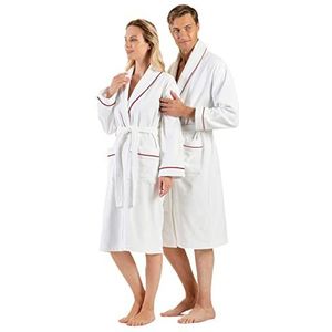 English Home 100% Turks katoen badstof badjas, absorberende sjaal kraag womens kamerjassen, zachte heren kamerjassen, badjassen voor douche spa, premium, groot, wit, rood