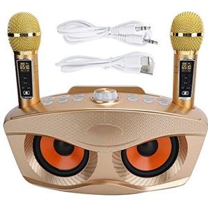 Draadloze Karaoke Machine, Bluetooth Karaoke Microfoon Digitale Mini Zangmachine met 2 Stereomicrofoons Familie Karaoke Buitenspeaker Handmicrofoonsysteem voor Feest/Bruiloft/DJ(Goud)