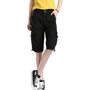 Cool&D Cargoshorts voor dames, bermuda's, korte broek, vrije tijd, sport, shorts met meerdere zakken, zwart, Taille 68 cm