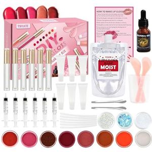 TSVATE Lipgloss Maken Kit, Lipgloss Kit, DIY Lipgloss Maken Kit, Fun Make Your Own Lipgloss Kids Lipgloss voor meisjes, Vrouwen, Hydraterende Lip Gloss Base, Jojoba Olie, Lip Gloss Buizen, Gift