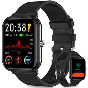 Smart Horloge voor Mannen, IP68 Waterdichte Fitness Trackers met Hartslag Bloeddruk Slaapmonitor 1,7 inch Vrouwen Bluetooth Smartwatch met Bericht Notification voor Android iOS (Zwart)