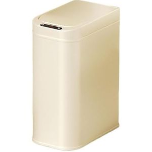 Fashionable Indoor Garbage Bin, Stainless Steel Automatic Trash Can, Soft Close Touchless Garbage Can with Inner Liner, Modern Narrow Metal Garbage Bin for Bathroom, Kitchen, Living Room,Get More Sto