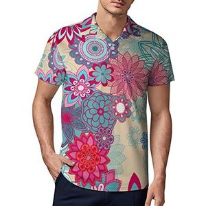 Mandala Dahlia bloemenpatroon heren golf poloshirt zomer korte mouw T-shirt casual sneldrogende T-shirts 4XL