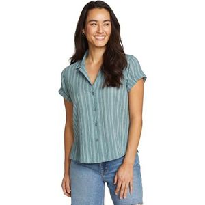 Eddie Bauer Dames WP SS Packable Camp Shirt, Dusty Loden, Dusty Loden, Large
