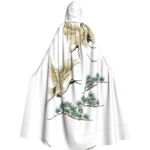 WURTON Twee Japanse Kranen Vliegen Traditionele Schilderen Print Hooded Mantel Unisex Volwassen Mantel Halloween Kerst Hooded Cape Voor Vrouwen Mannen