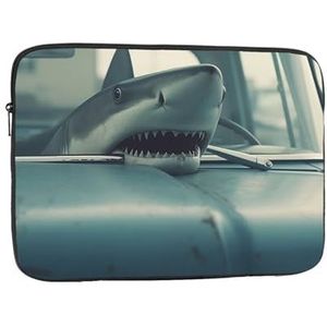 Er is een haai in de auto Laptop Sleeve Bag voor Vrouwen, Schokbestendige Beschermende Laptop Case 10-17 inch, Lichtgewicht Computer Cover Bag, ipad case