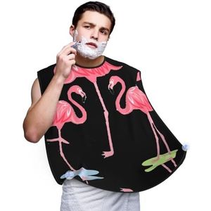 YJxoZH Vier Flamingo's Print Baard Bib Haar Catcher Non-Stick Baard Bib Schort, Grooming Geschenken Voor Echtgenoot, Papa, Zwart, Eén maat