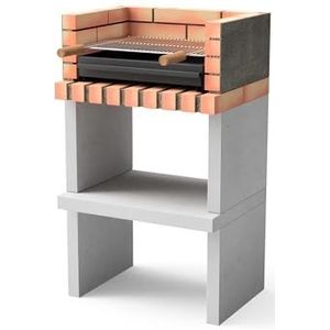 Movelar - geprefabriceerde grill voor hout en kolen, model Nizza / Zon Short Plus (grijs, oranje, 62 x 46 x 107 cm), Ref: M00046 - gebruik buitenshuis